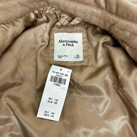 NWT Abercrombie & Fitch Oversized Thick Wool Pocket Shacket in Camel - Size XS - Picture 4 of 8